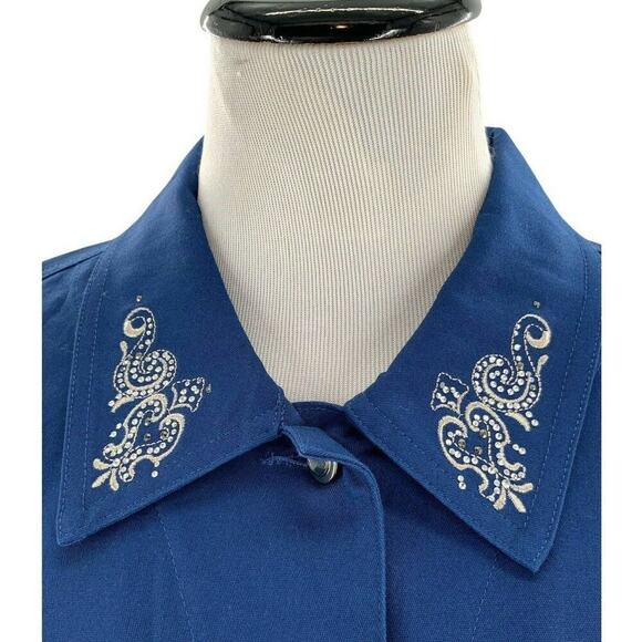 Quacker Factory Jacket Womens Size XL Rhinestones Embroidered Woven Pockets Top - Picture 7 of 12